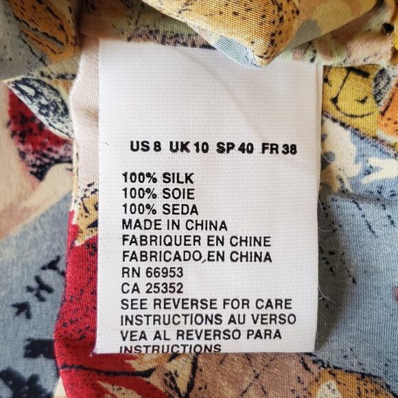 Theomiles Chi-Chi Bar & Grill 100% Silk Short Sleeve Top 8 - Picture 8 of 9